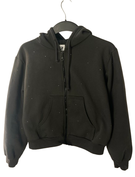 Night Sky Crescent Moon Rhinestone Zip Up Hoodie